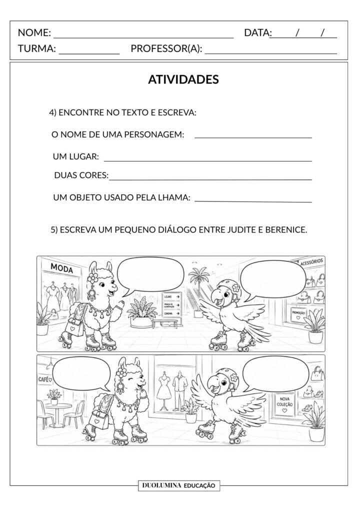 Adjetivos – Atividade de Língua Portuguesa para o 3º Ano (EF03LP09) - Duolumina