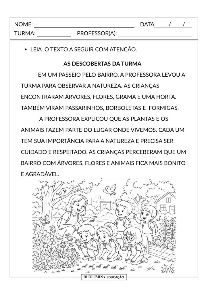 As Plantas e os Animais do Bairro – Atividade de Ciências para o 2º Ano (EF02CI04) - Duolumina Educação