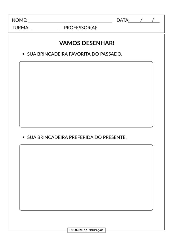 Brincadeiras de Ontem e de Hoje – Atividade pronta para imprimir - Download gratuito - Duolumina Educação