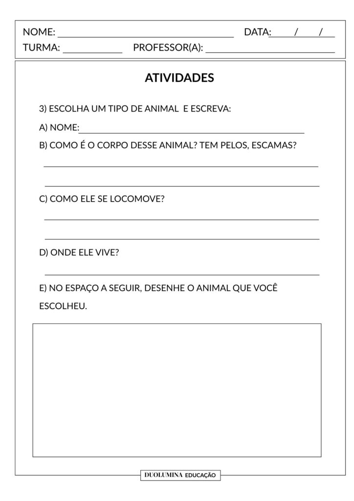 Conhecendo os Animais – Atividade de Ciências pronta para imprimir - Download gratuito