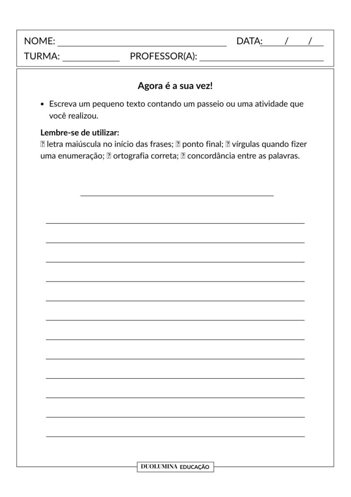 Escrita e revisão de Texto – Atividade de Língua Portuguesa para o Ensino Fundamental - Duolumina Educação