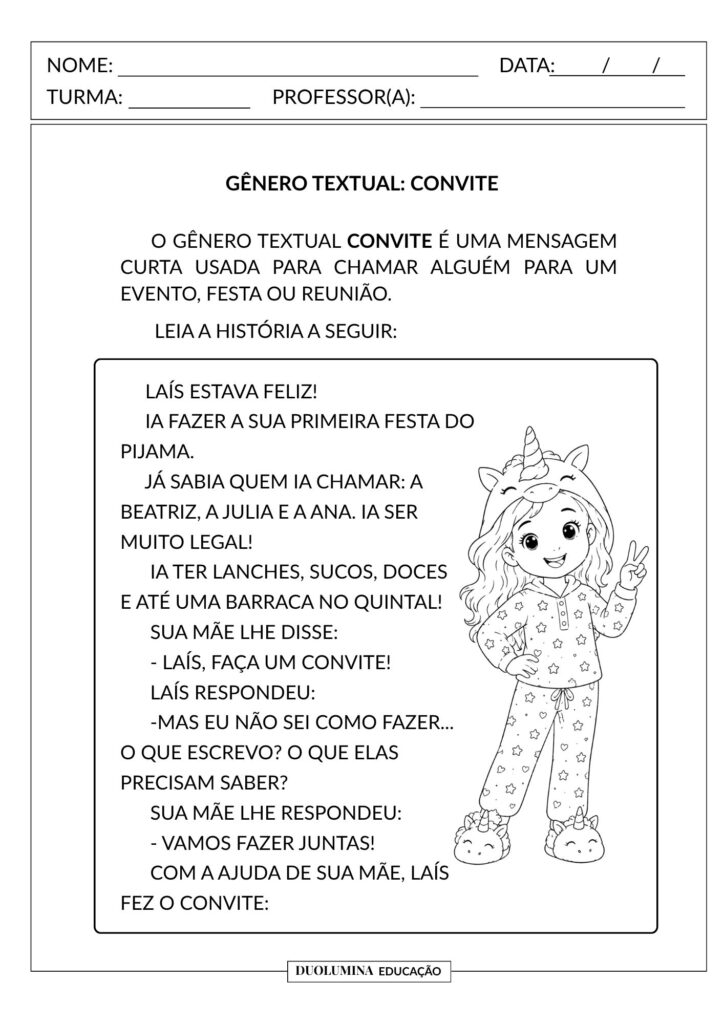 Gênero textual Convite - Duolumina Educação