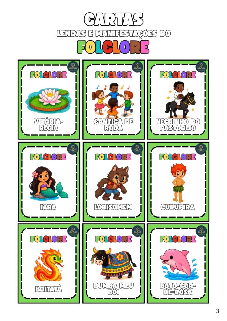 Baixe grátis o Jogo da Memória do Folclore para imprimir, com personagens, características e letras iniciais. São 4 formas diferentes de jogar! Duolumina Educação