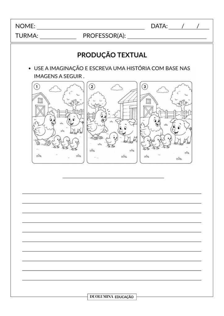 Produção Textual com Sequência de Imagens – Atividade para Imprimir