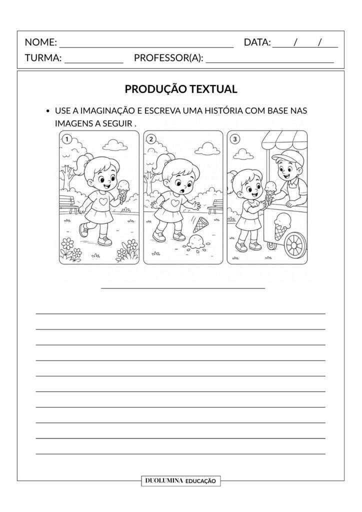 Produção Textual com Sequência de Imagens – Atividade para Imprimir