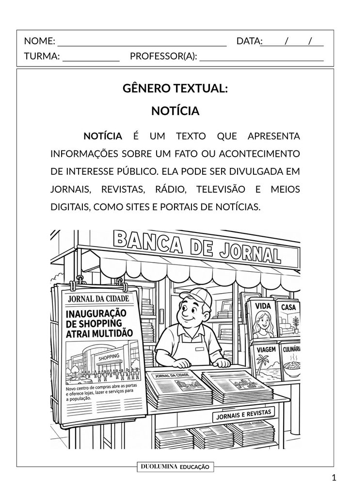 Características e estrutura do gênero textual notícia