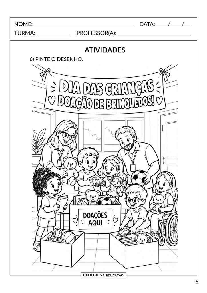 Atividade sobre notícia com desenho para colorir