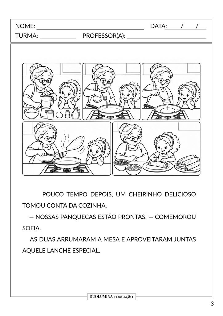 Atividades de interpretação sobre receita culinária