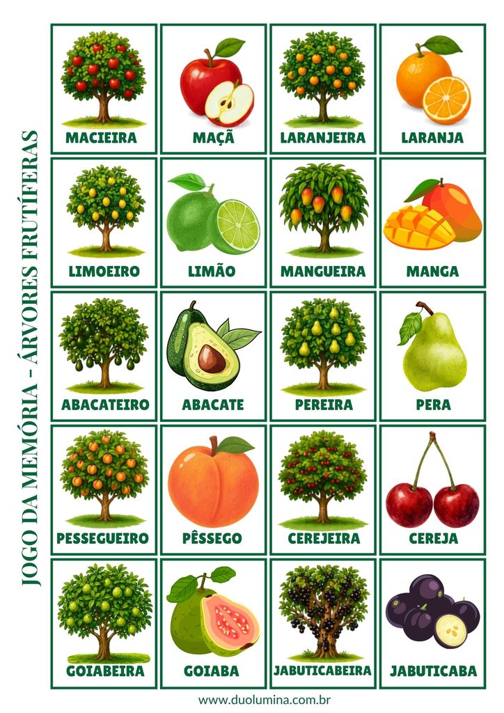 Jogo da memória - Árvores frutíferas
