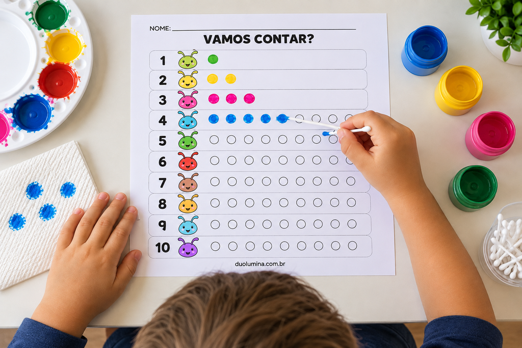 Atividade de números e quantidades de 1 a 10 para imprimir