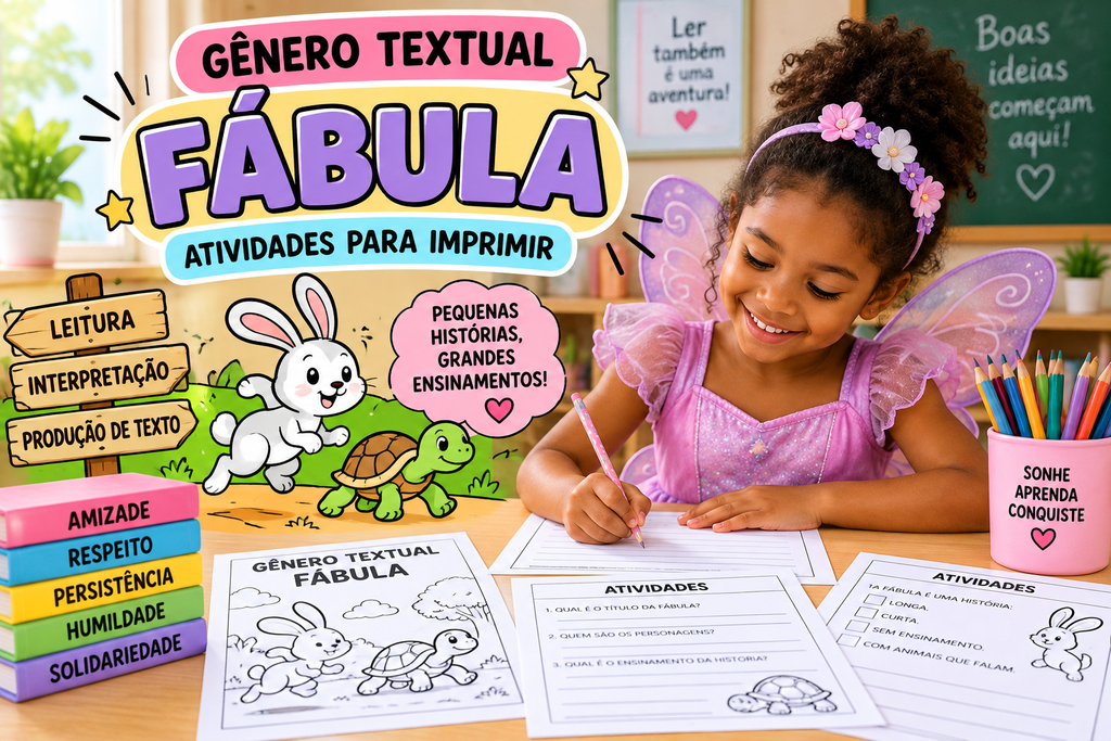 Atividades sobre Fábula para Imprimir | A Lebre e a Tartaruga